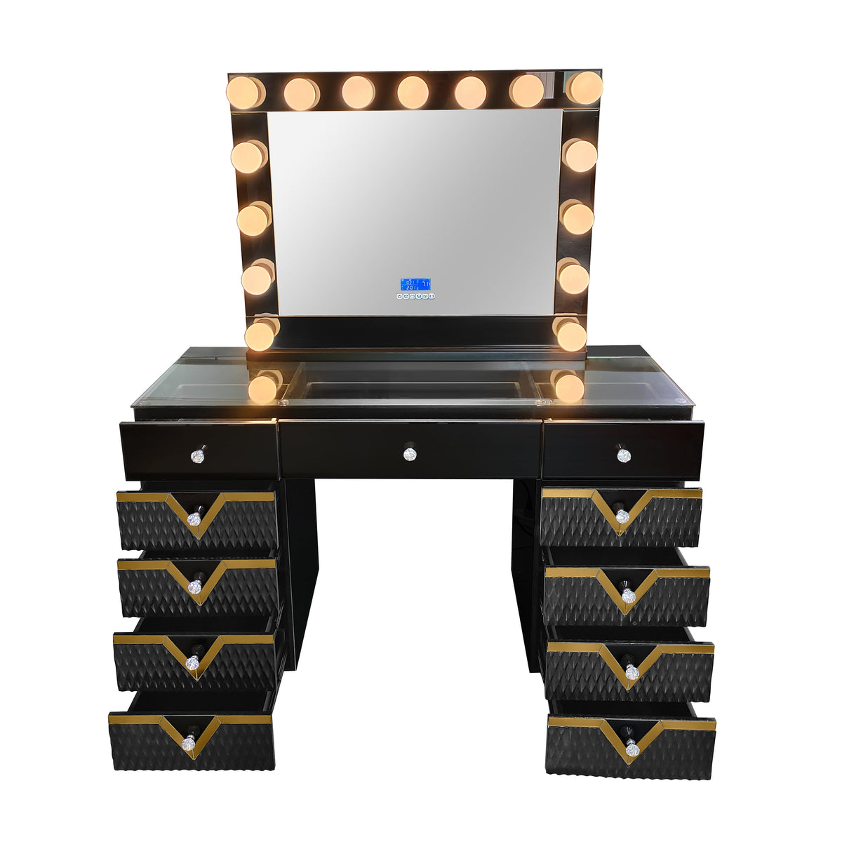 Rockstar Gloss Black Smart Vanity — Digital Display & Bluetooth