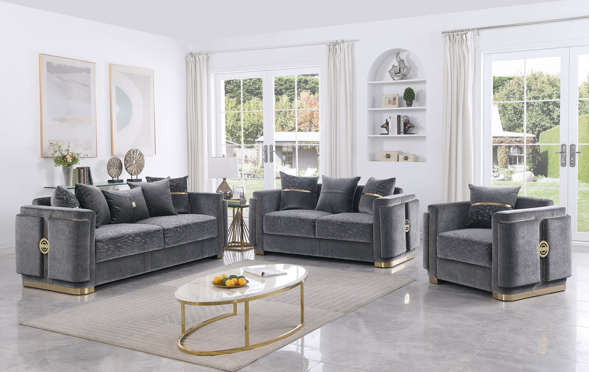 Capri Sofa & Loveseat Set — Gold-Tone Trim