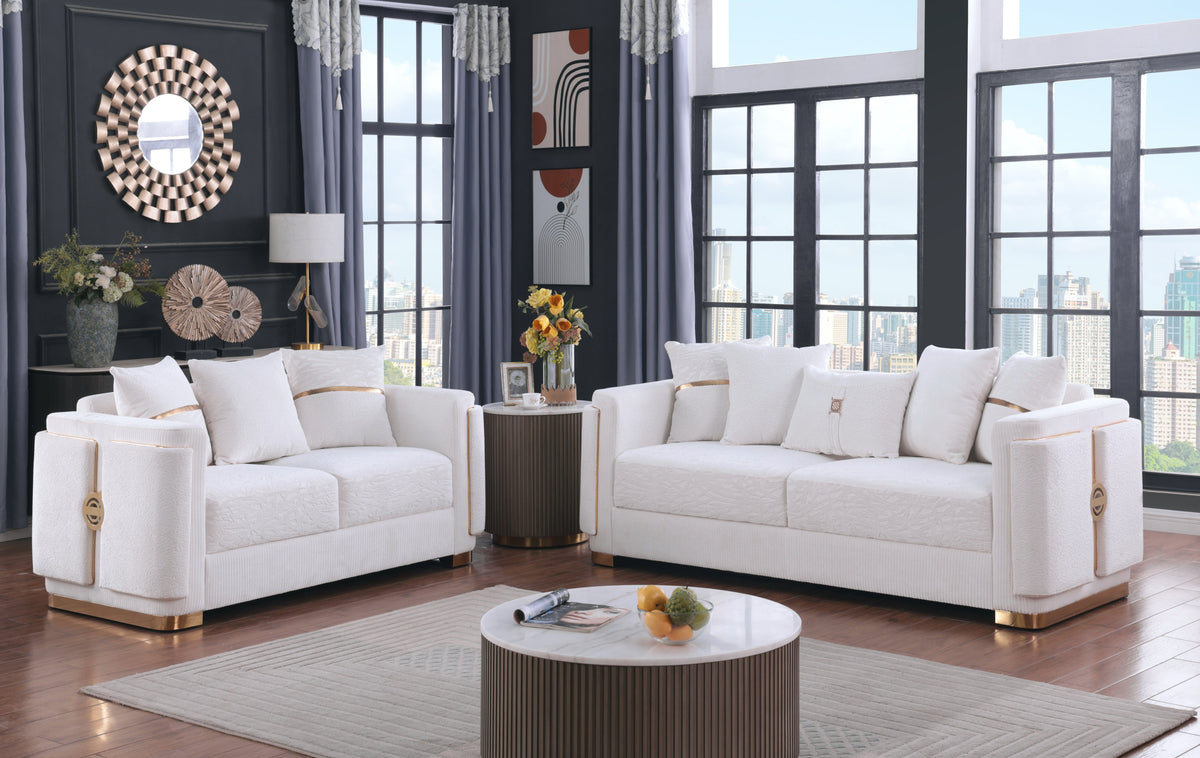 Capri Sofa & Loveseat Set — Gold-Tone Trim