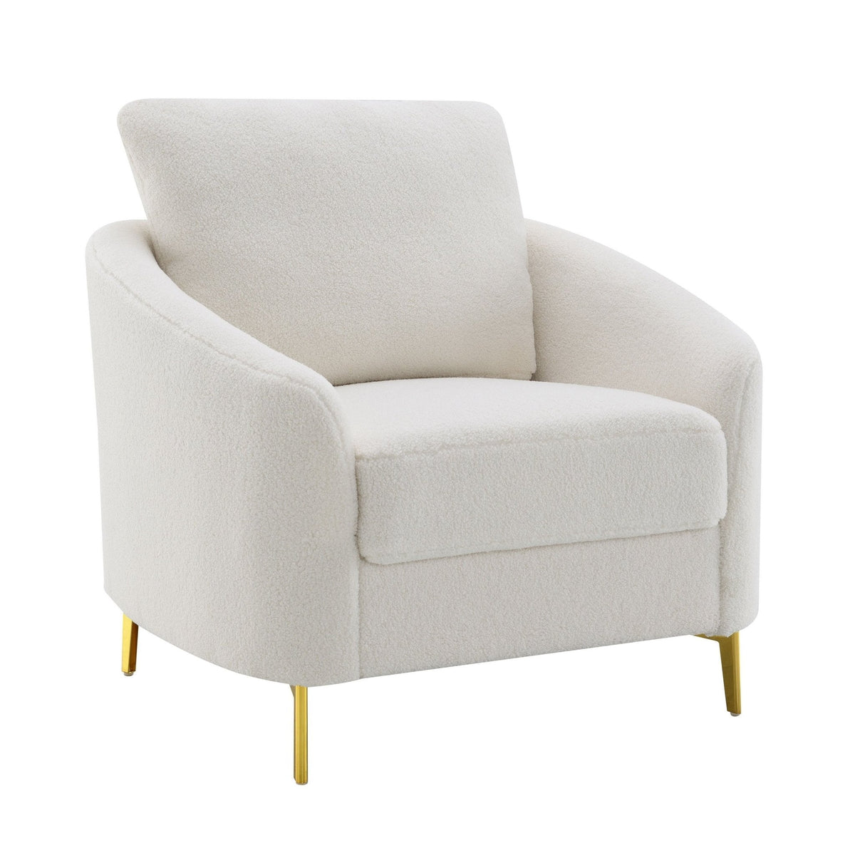 Lila White Boucle Accent Chair — Gold Legs