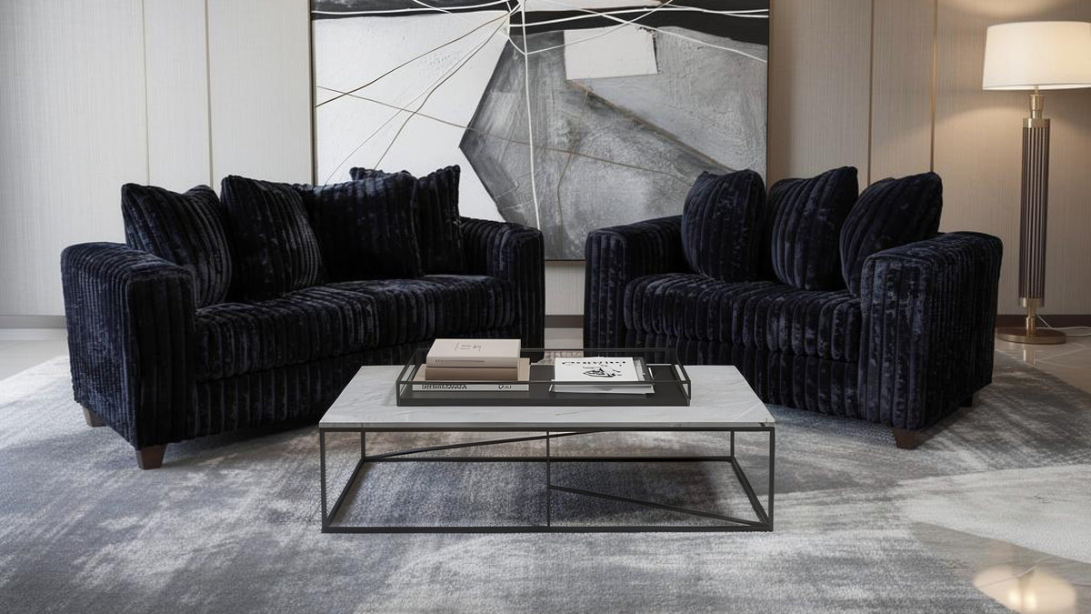 Gia Sofa & Loveseat — Black
