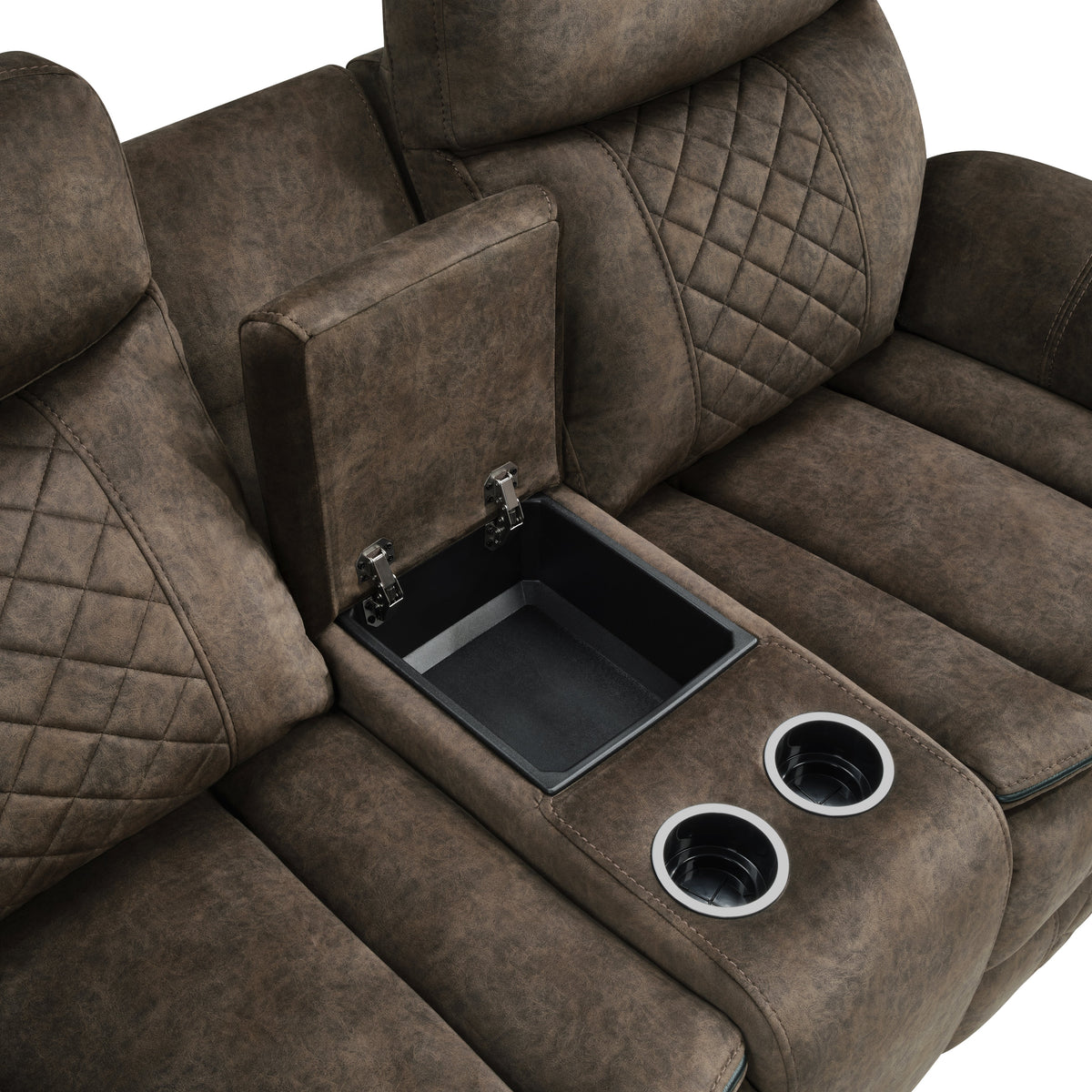 Liz Reclining Sofa & Loveseat Set in Brown