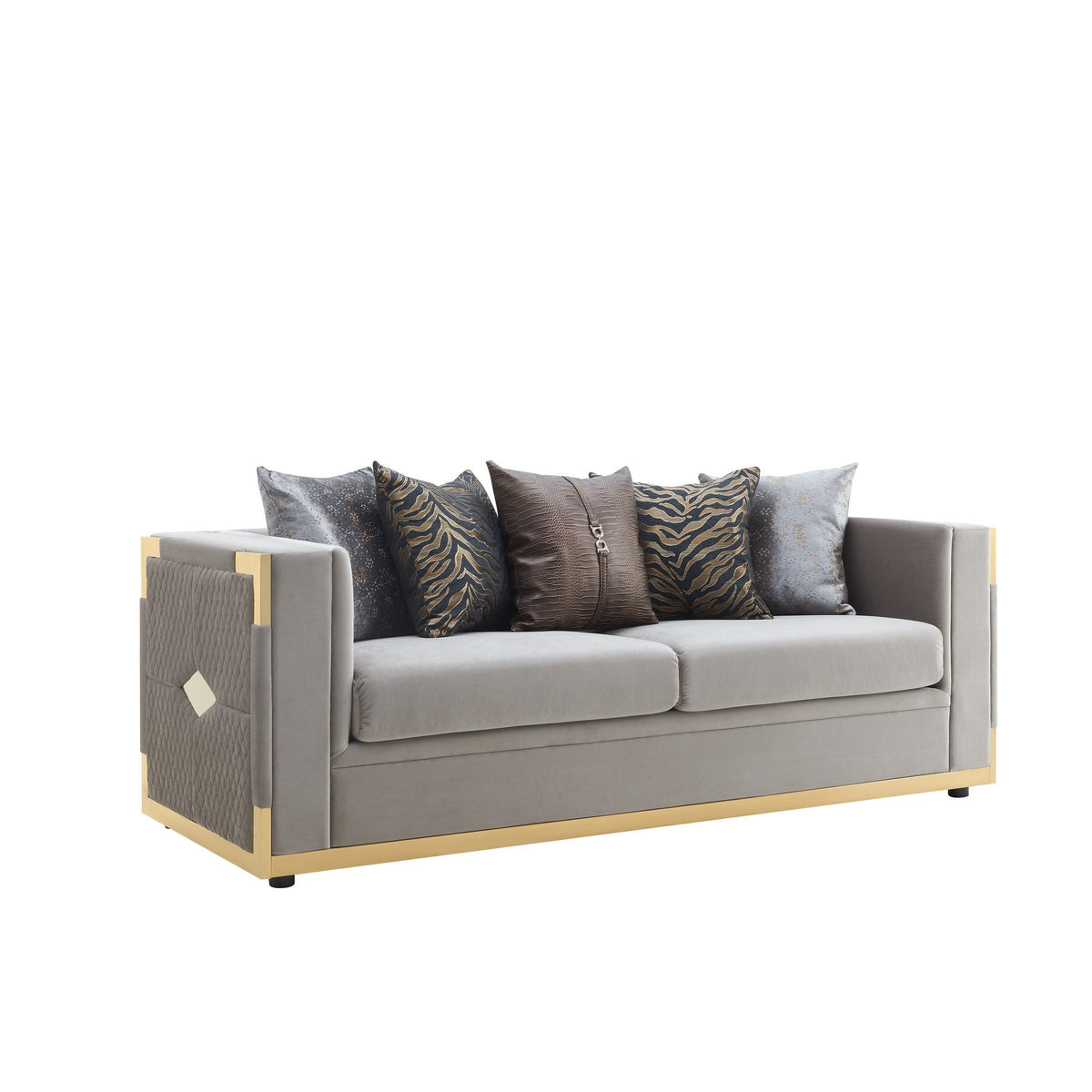 Juliet Taupe Sofa & Loveseat Set — Accent Pillows Included