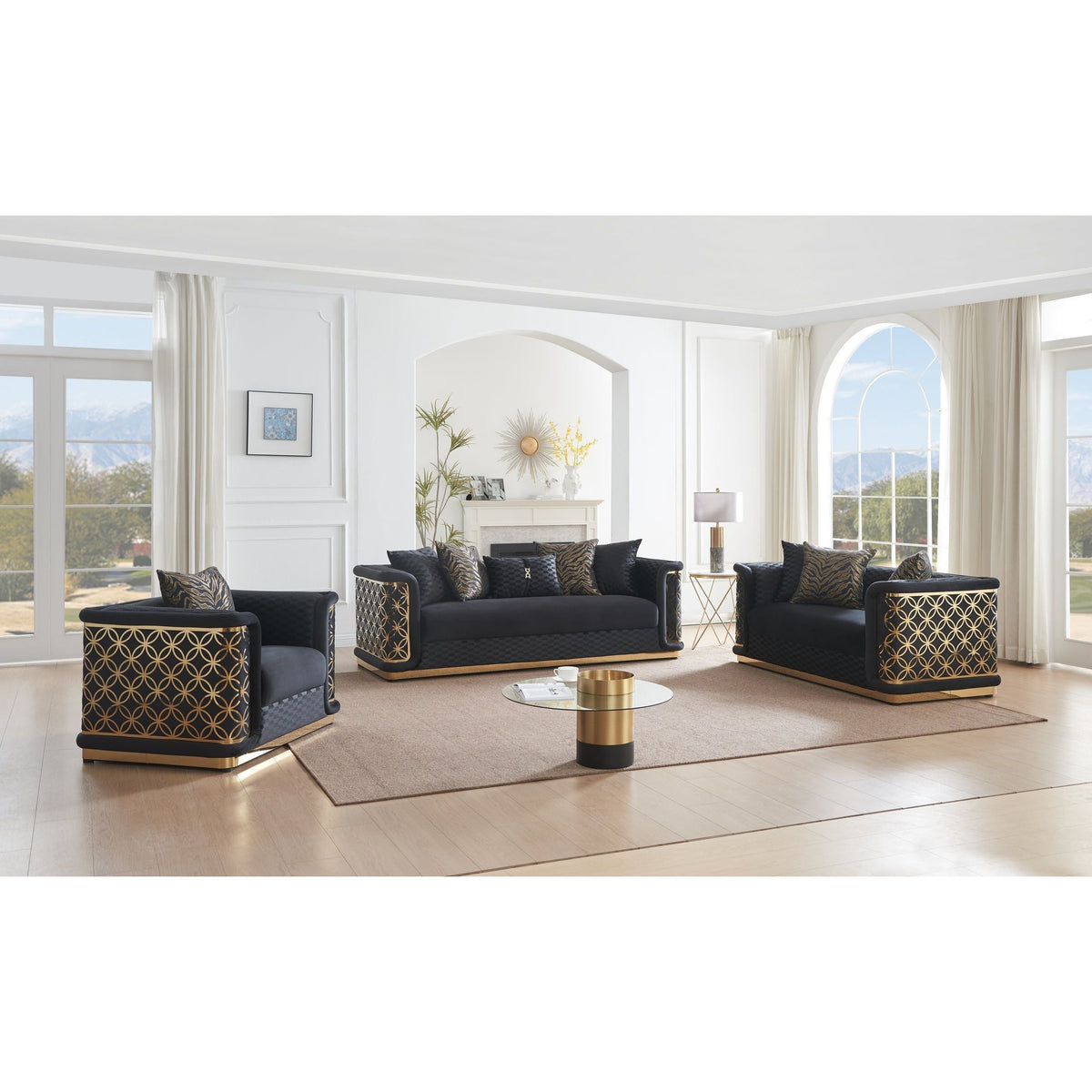 Riya Black & Gold Accent Chair