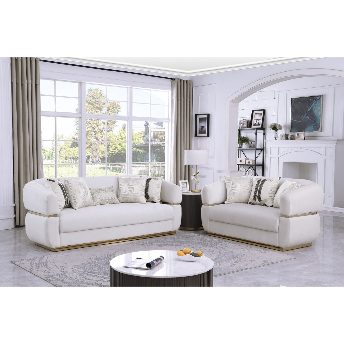 Carmela Velvet Sofa & Loveseat Set — Accent Pillows Included
