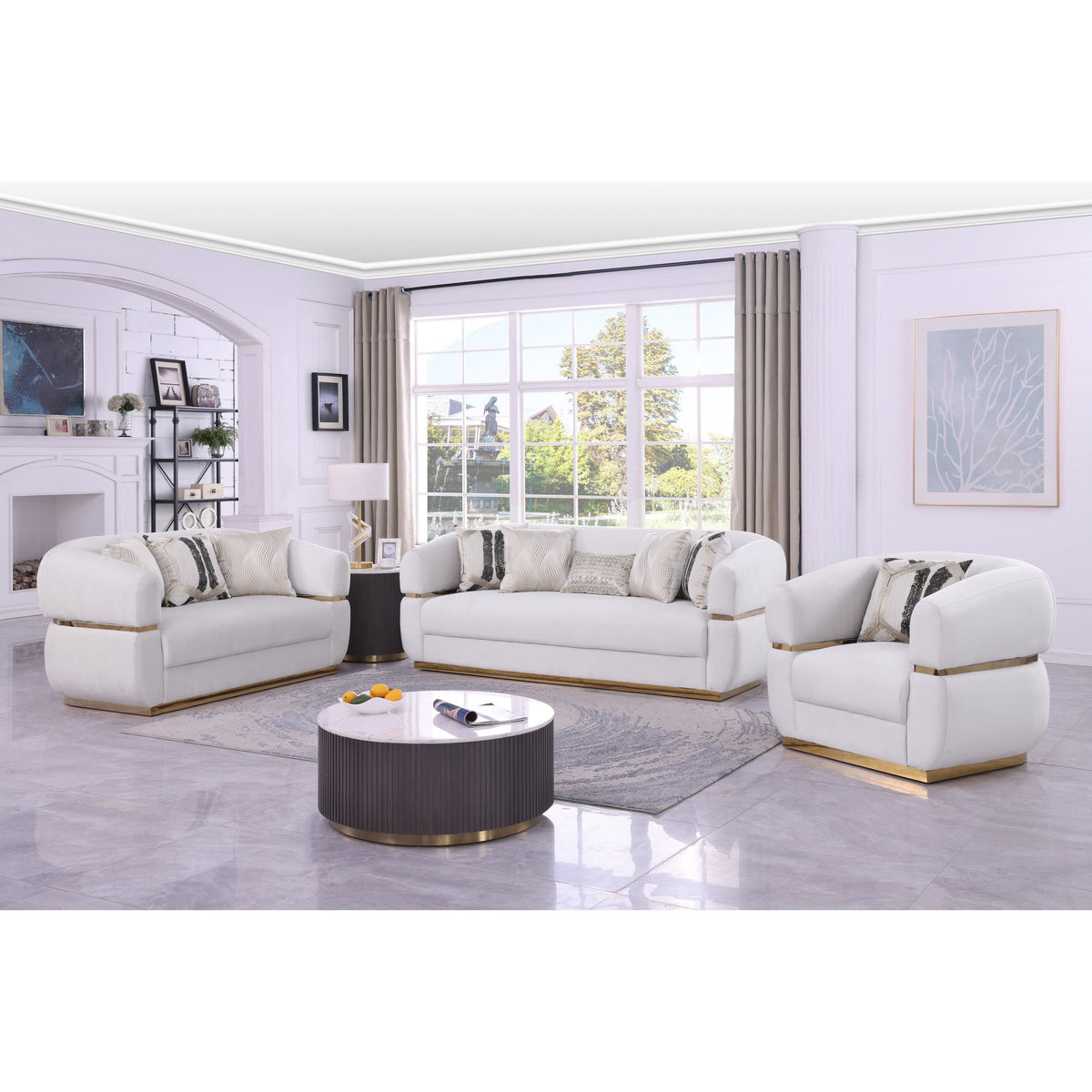 Carmela Velvet Sofa & Loveseat Set — Accent Pillows Included