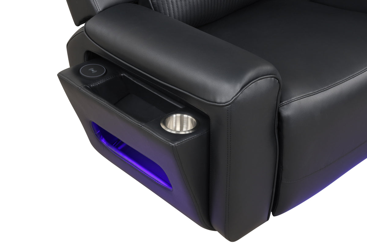 Galaxy Power Reclining Sectional — Blue LED Lighting & Storage