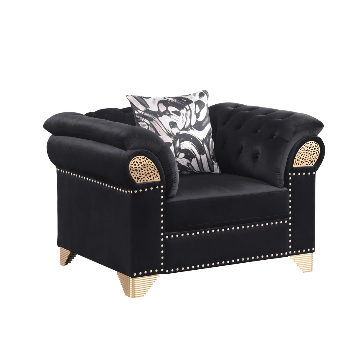 Emma Black Velvet Sofa & Loveseat Set