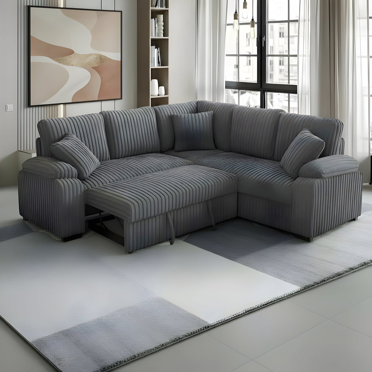 Neeha Corduroy Sectional — Pull-Out Sleeper