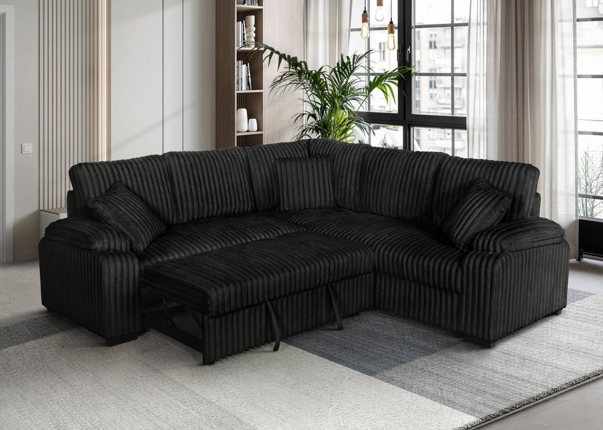 Neeha Corduroy Sectional — Pull-Out Sleeper