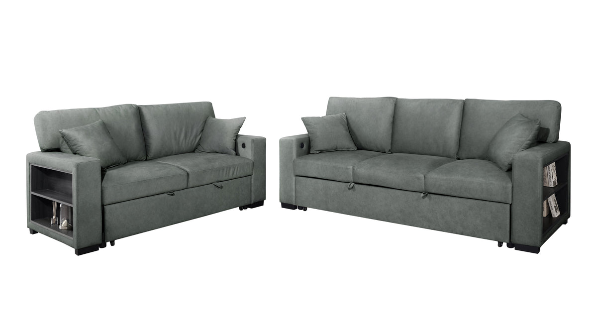 Bexley Sofa & Loveseat Set — Sleeper, USB Ports & Storage Arms