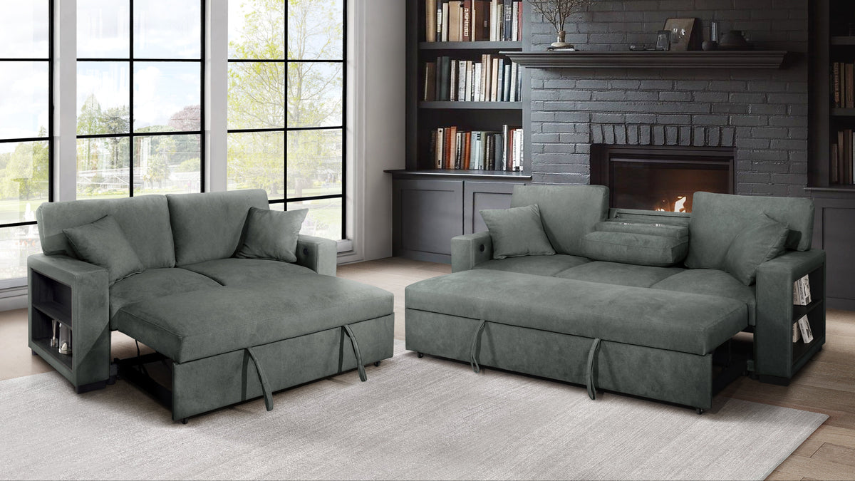 Bexley Sofa & Loveseat Set — Sleeper, USB Ports & Storage Arms