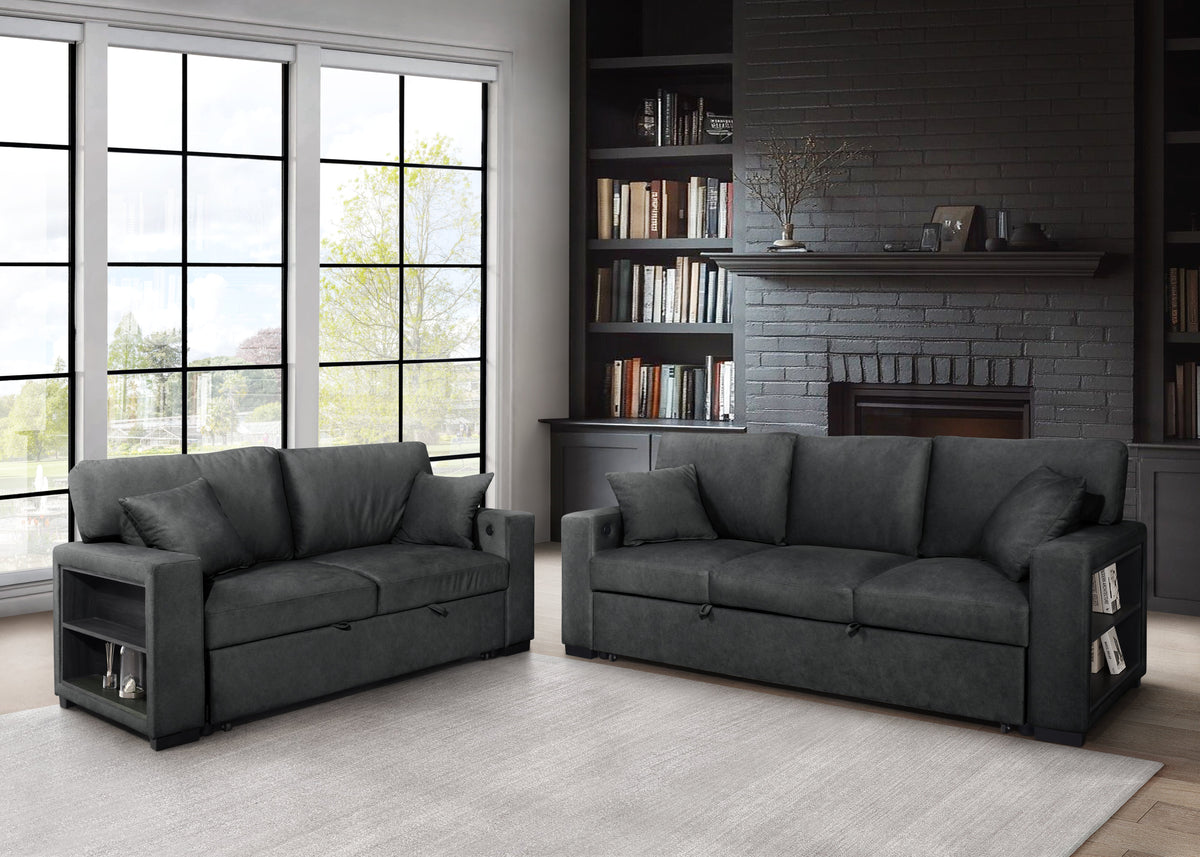 Bexley Sofa & Loveseat Set — Sleeper, USB Ports & Storage Arms