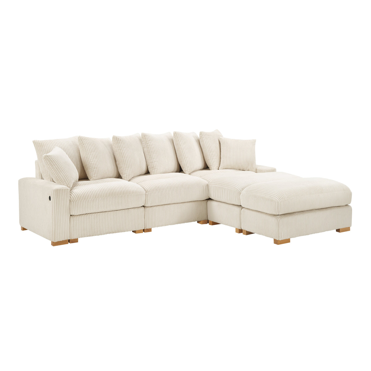 Azura 6-Piece Modular Corduroy Sectional in Cream