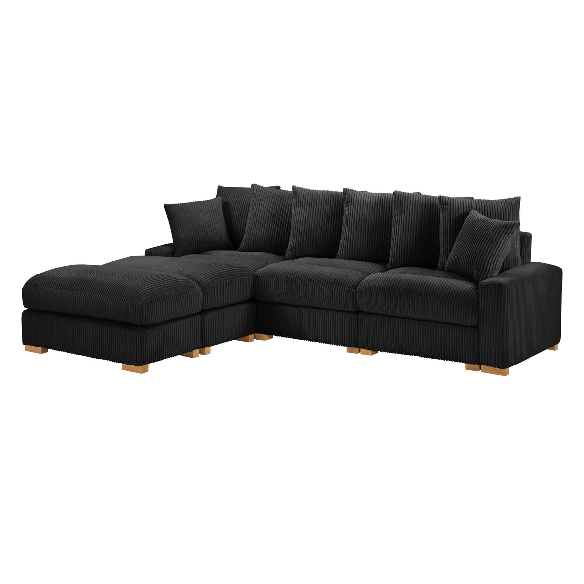 Azura 6-Piece Modular Corduroy Sectional in Black