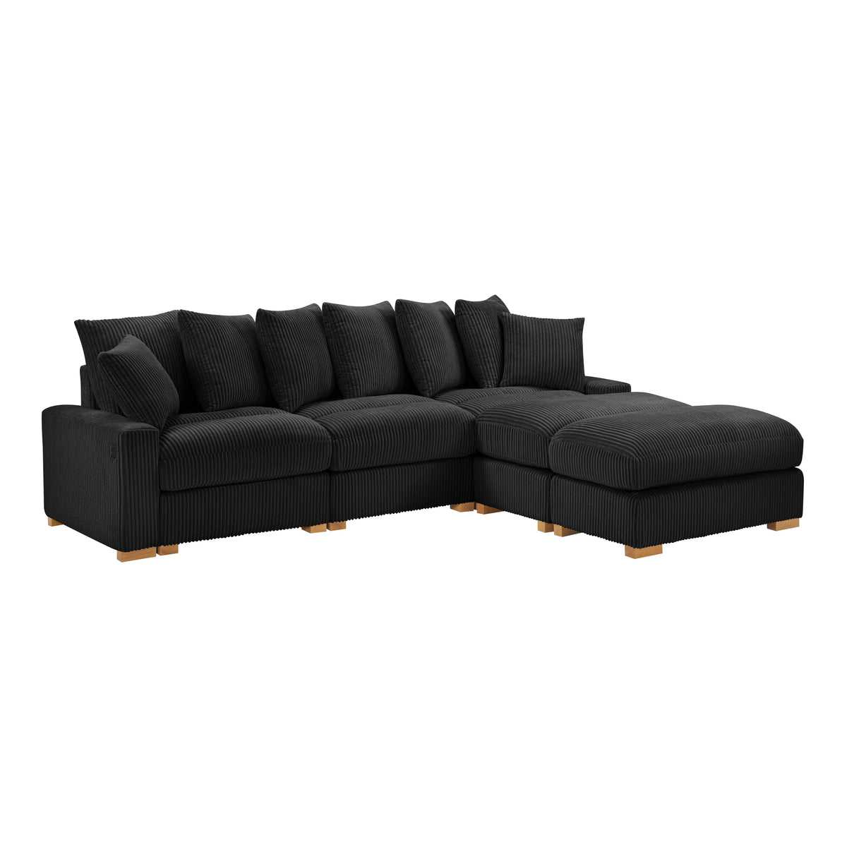Azura 6-Piece Modular Corduroy Sectional in Black