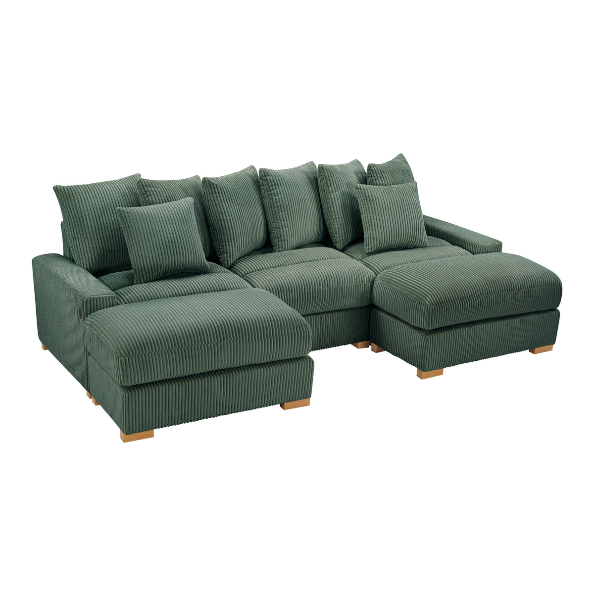 Azura 6-Piece Modular Corduroy Sectional in Olive