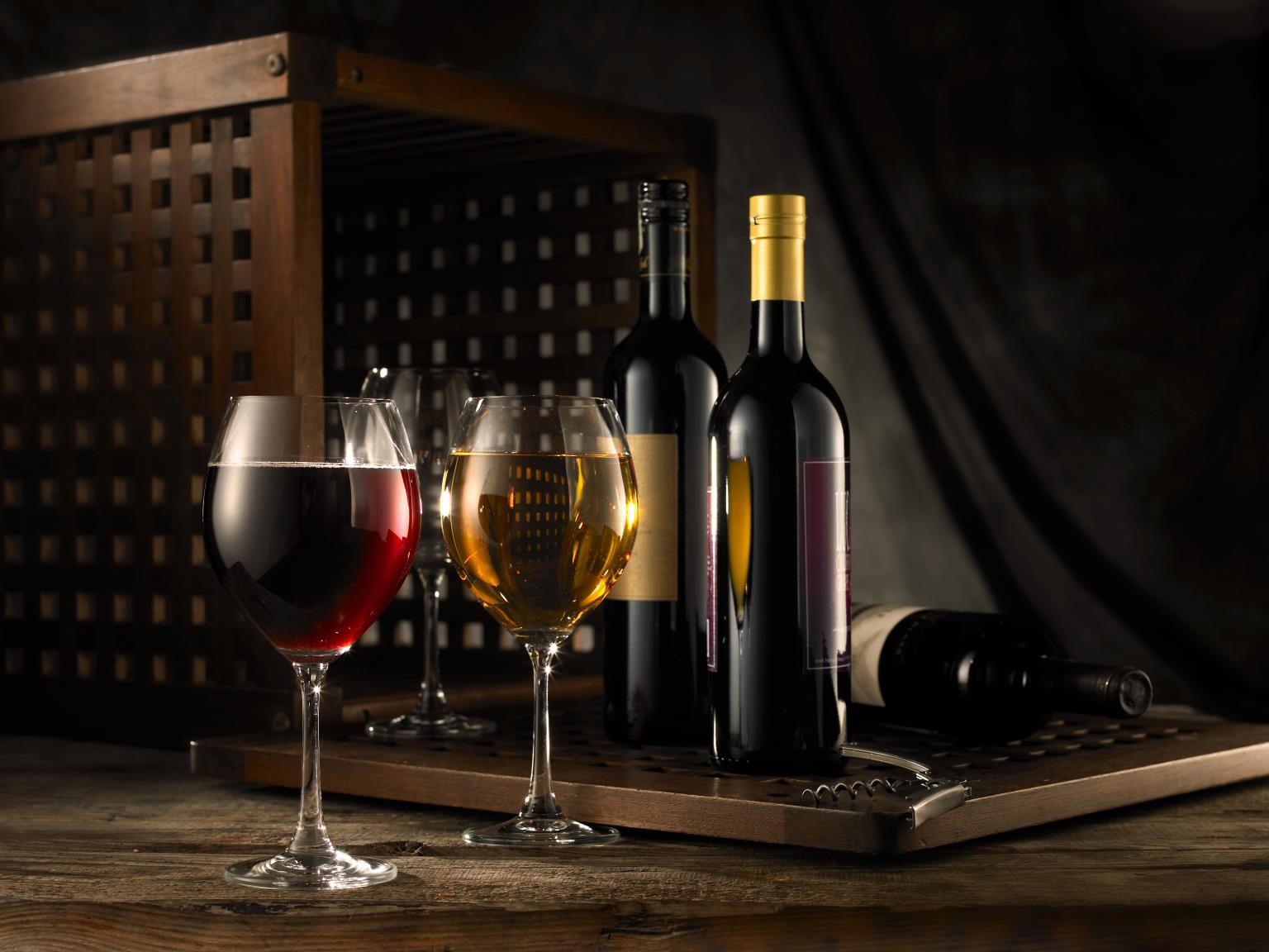 Wine Glasses & Bottle (Small) Giclee Canvas