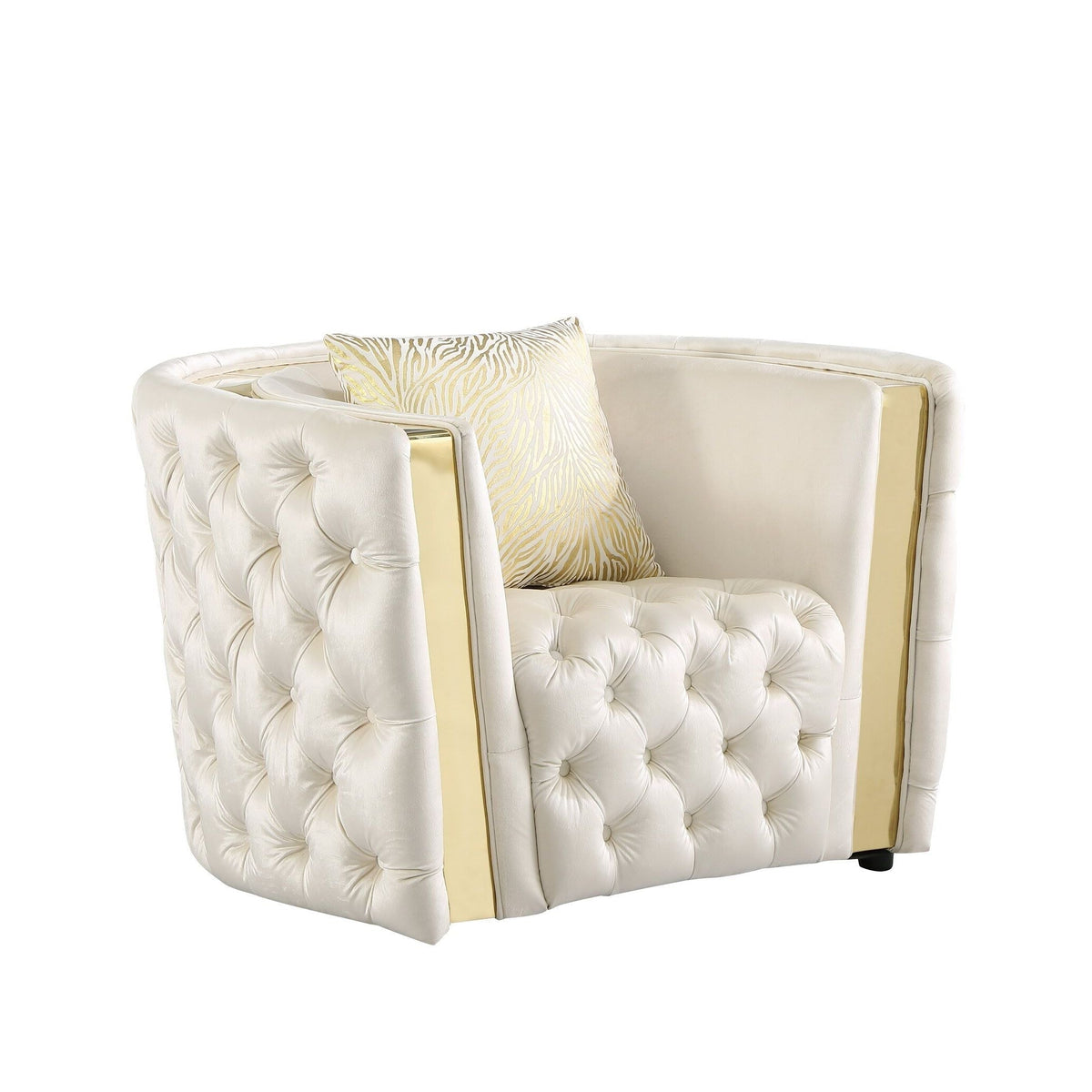 Roka White & Gold Velvet Chair