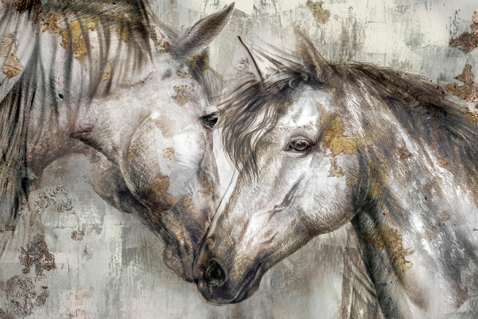 Temp Glass W/Foil - Abstract Horse Heads Tempered Glass