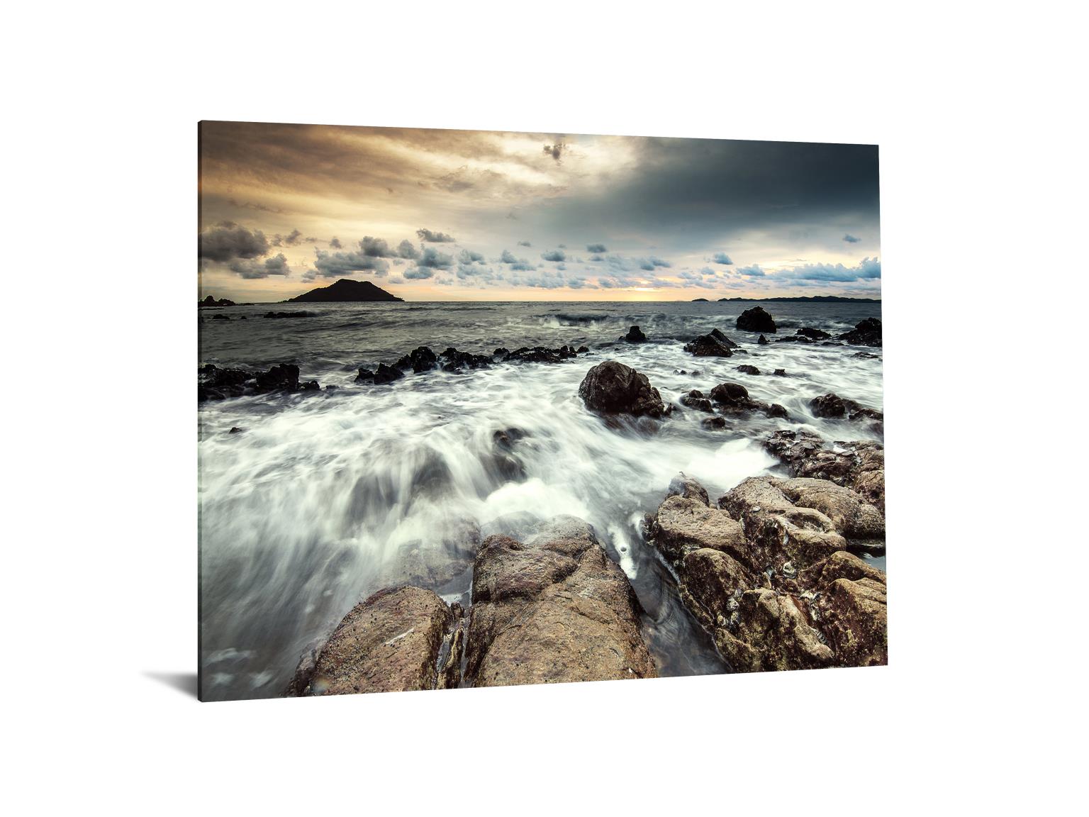 Temp Glass W/Foil - Ocean Against Rocks Tempered Glass