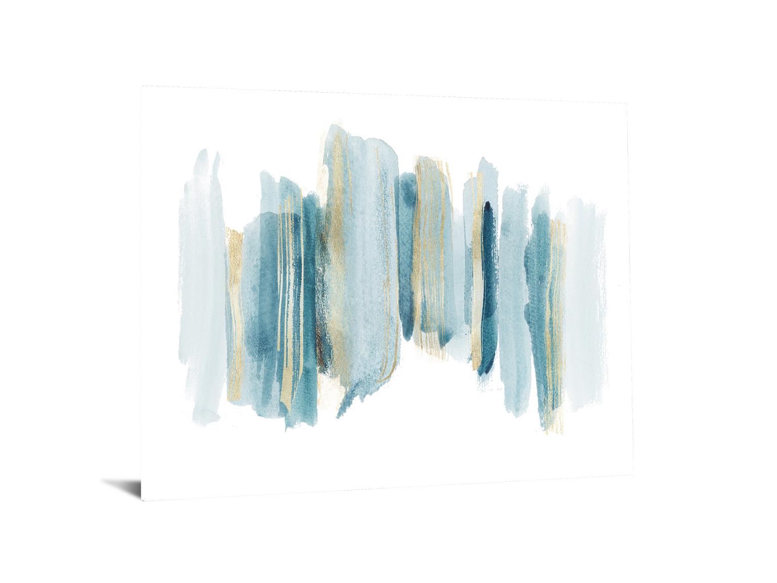 Temp Glass W/Foil - Abstract Blue/White/Gold 1 Tempered Glass
