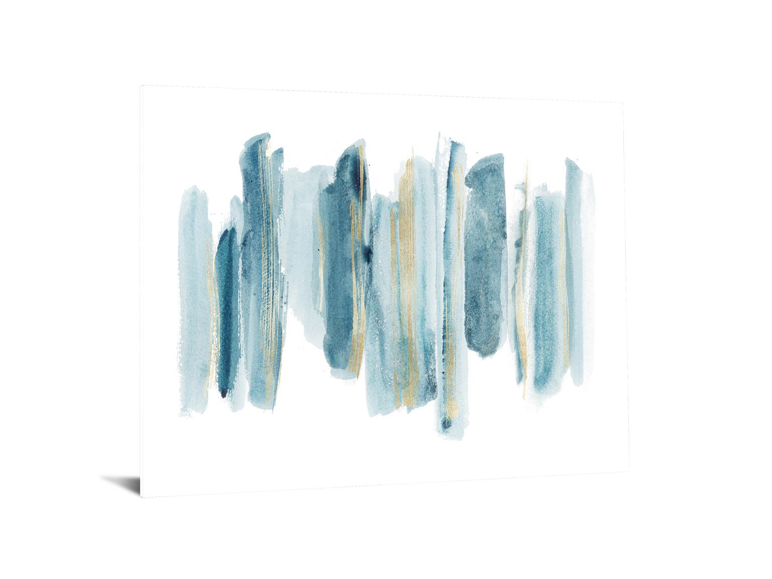 Temp Glass W/Foil - Abstract Blue/White/Gold 2 Tempered Glass