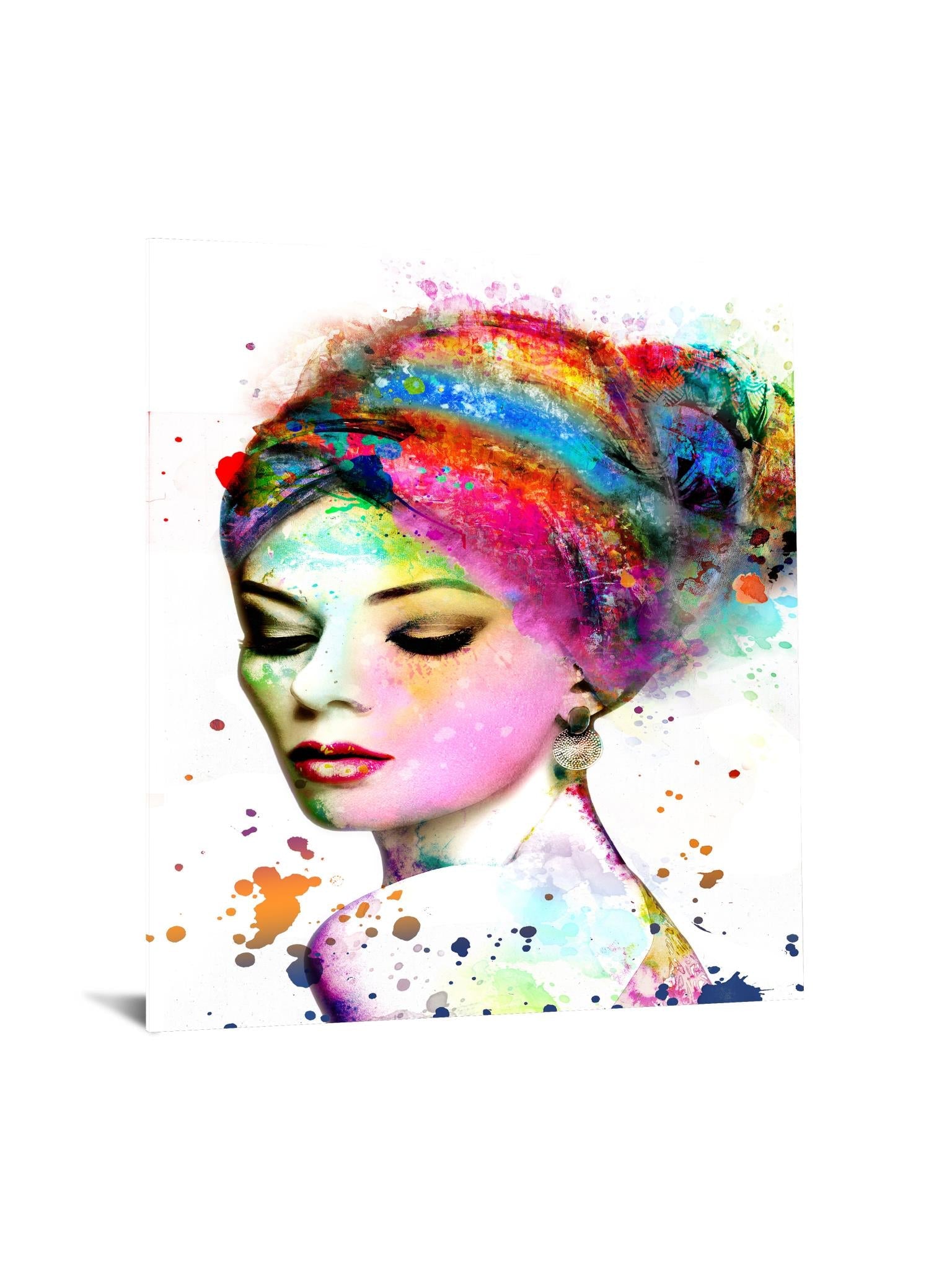 Temp Glass W/Foil - Abstract Woman W/Color Tempered Glass
