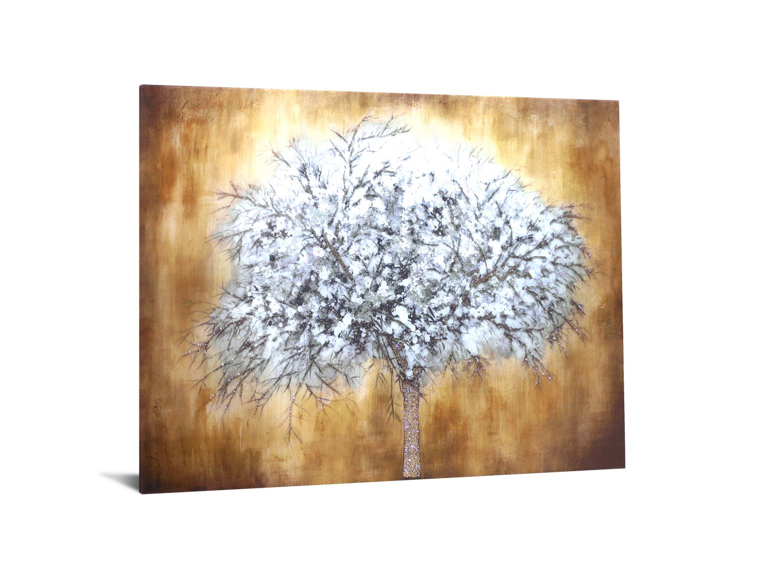 Temp Glass W/Foil - Abstract Tree In Bloom Rhinestones Tempered Glass