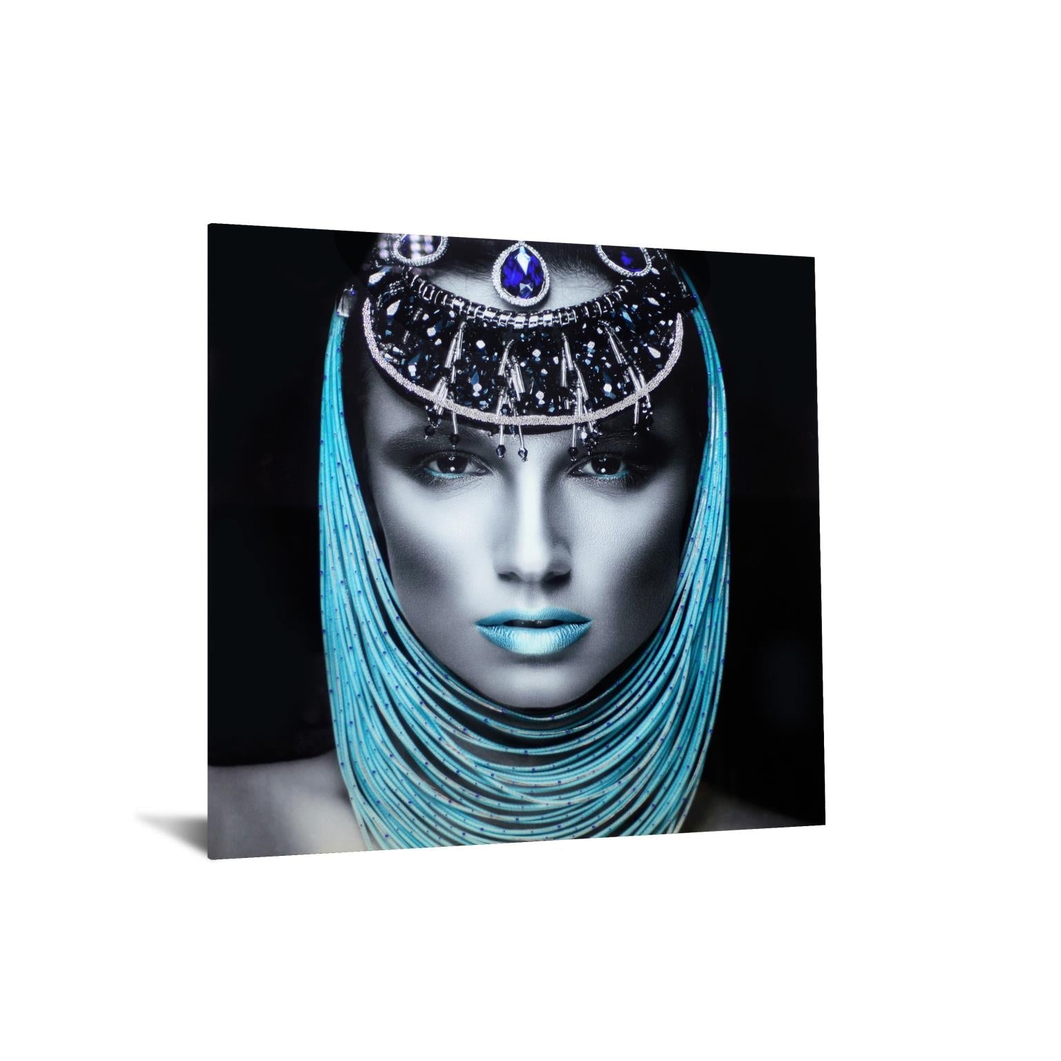 Temp Glass W/Foil - Woman Of Turquoise Rhinestones Tempered Glass