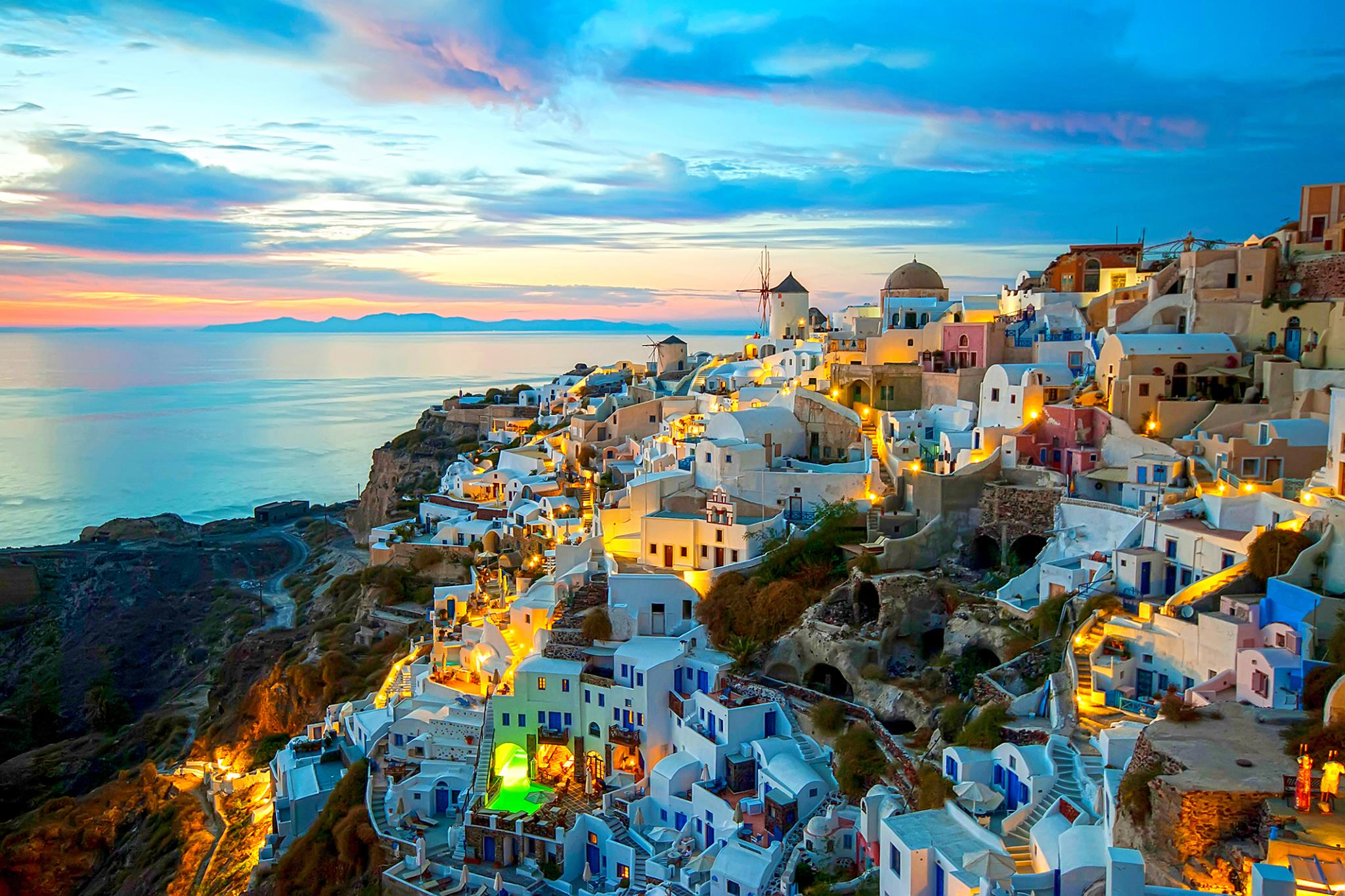 Tempered Glass W/Foil - Santorini Greece Tempered Glass