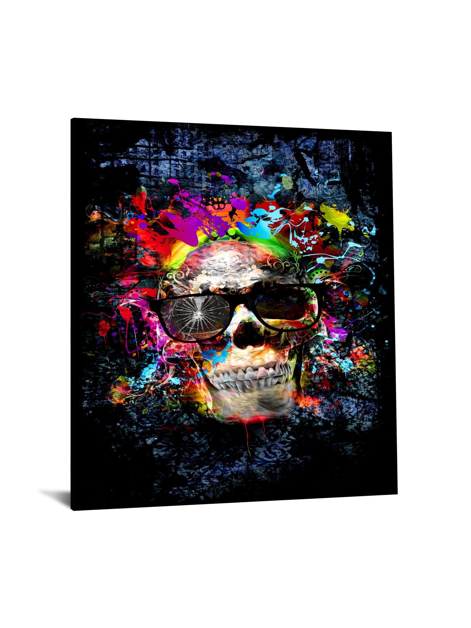 Temp Glass W/Foil -Color Me Skull Tempered Glass
