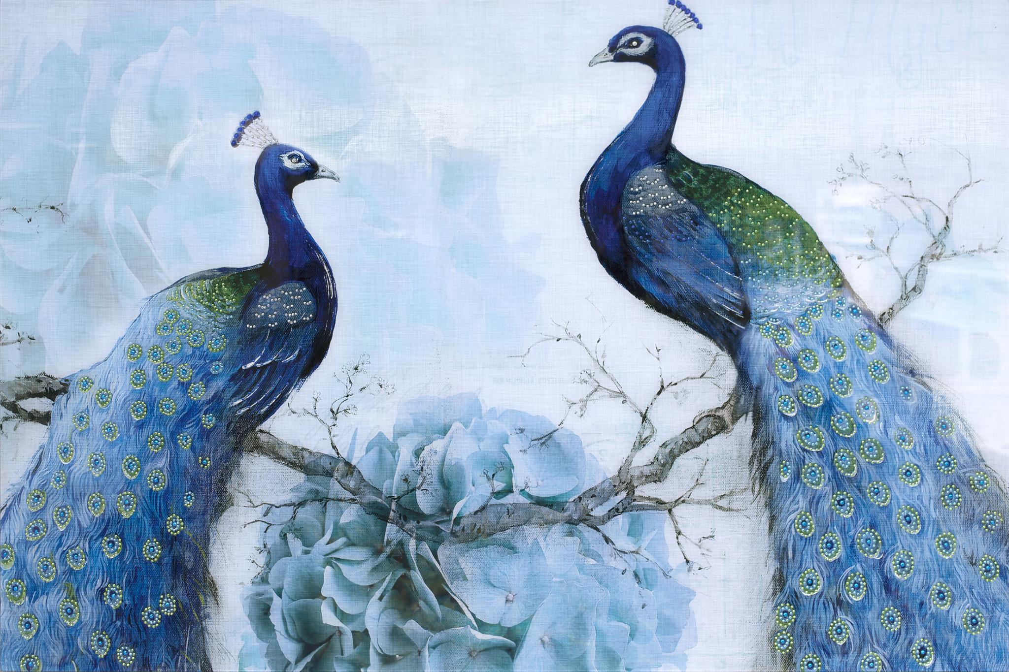 Temp Glass W/ Foil & Rhinestones - Peacocks Tempered Glass