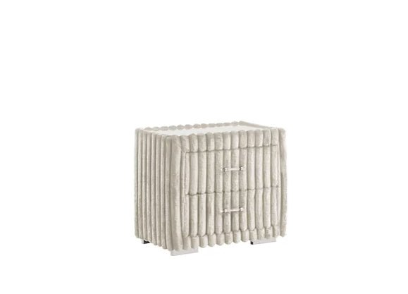 Henley Cream Corduroy Bedroom Set — TV Lift and LED Fireplace