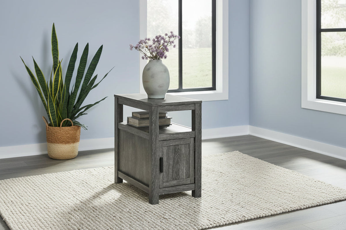 Fendenmore Brown and Gray Chairside End Table — Storage & USB