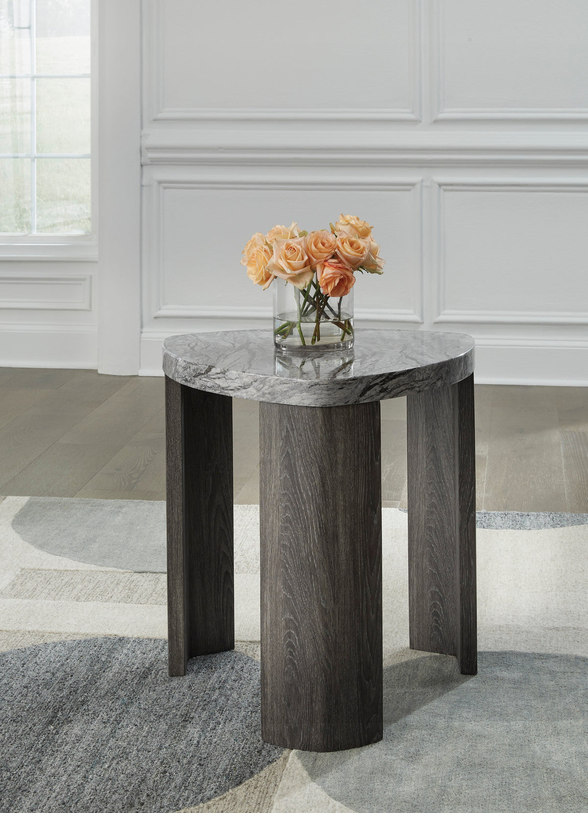 Surmour Faux Marble Cocktail Table — Pivoting Lower Table