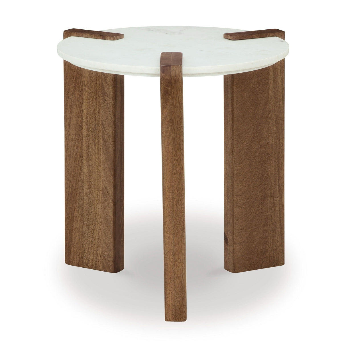 Isanti Mango Wood End Table — Natural Marble Top