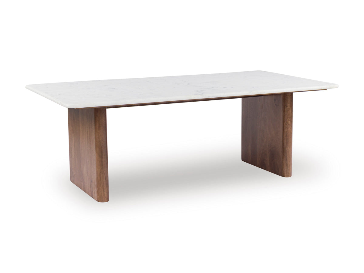 Jorlaina Cement-Look Cocktail Table — Stain-Resistant Top