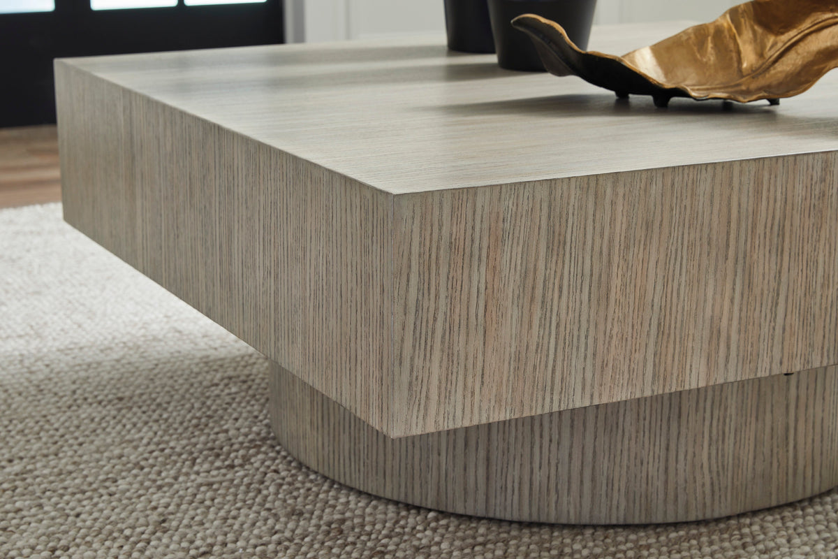 Jorielyn Light Grayish Brown End Table — Plinth Base