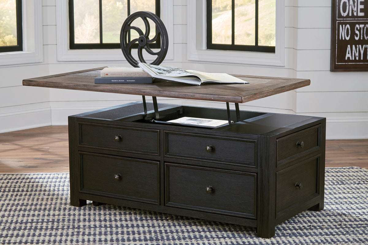 Tyler Creek Lift-Top Cocktail Table — Storage Drawers