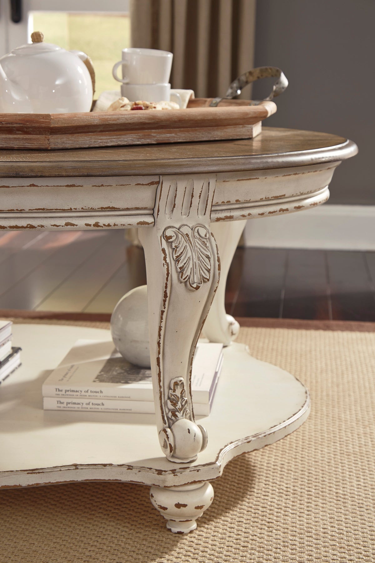 Realyn Chipped White Cottage Coffee Table Set