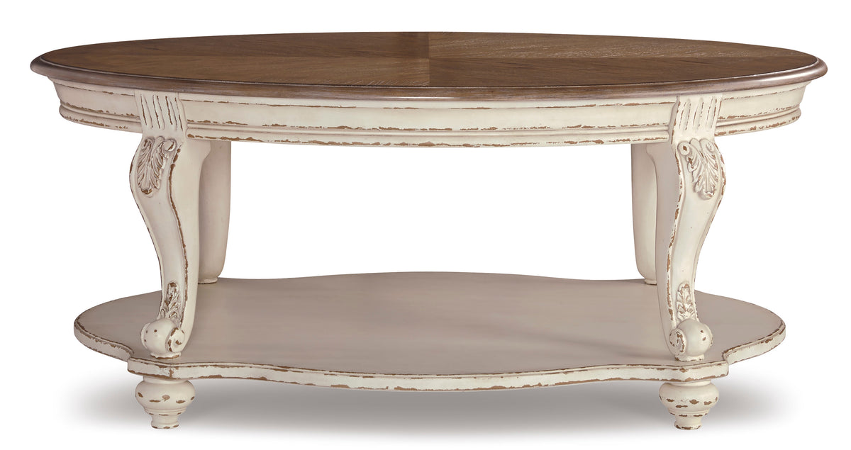 Realyn Chipped White Cottage Coffee Table Set