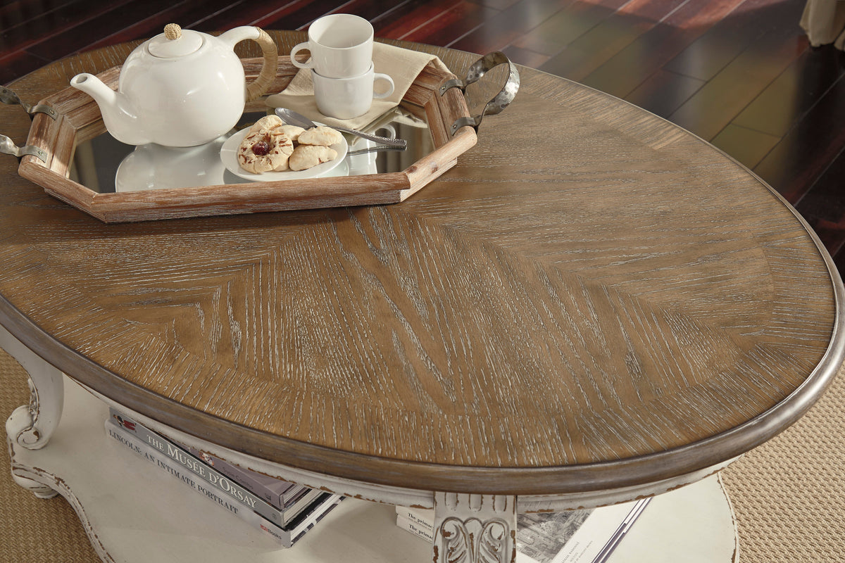 Realyn Chipped White Cottage Coffee Table Set