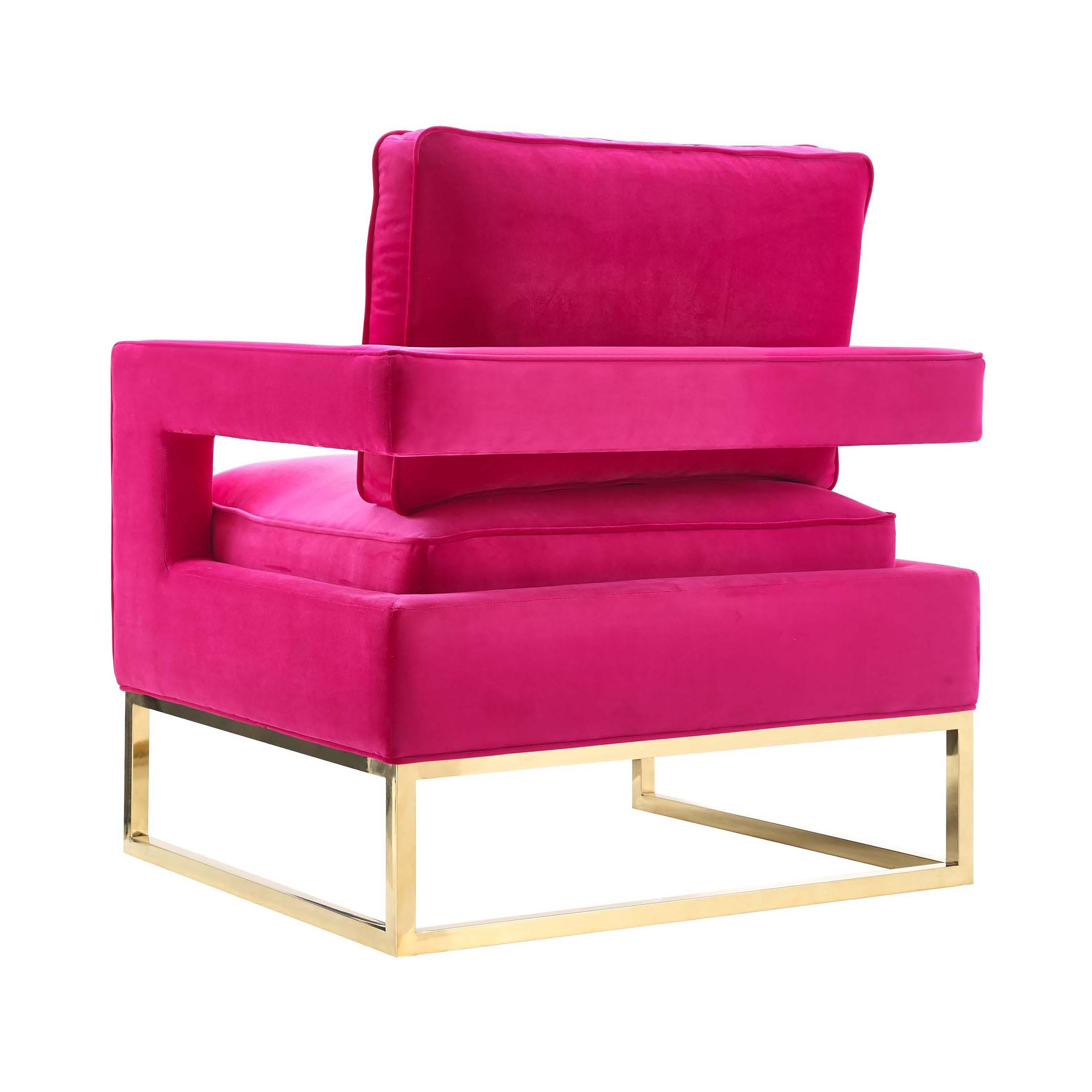 Avery Pink Velvet Chair With Polished Gold Base - UK