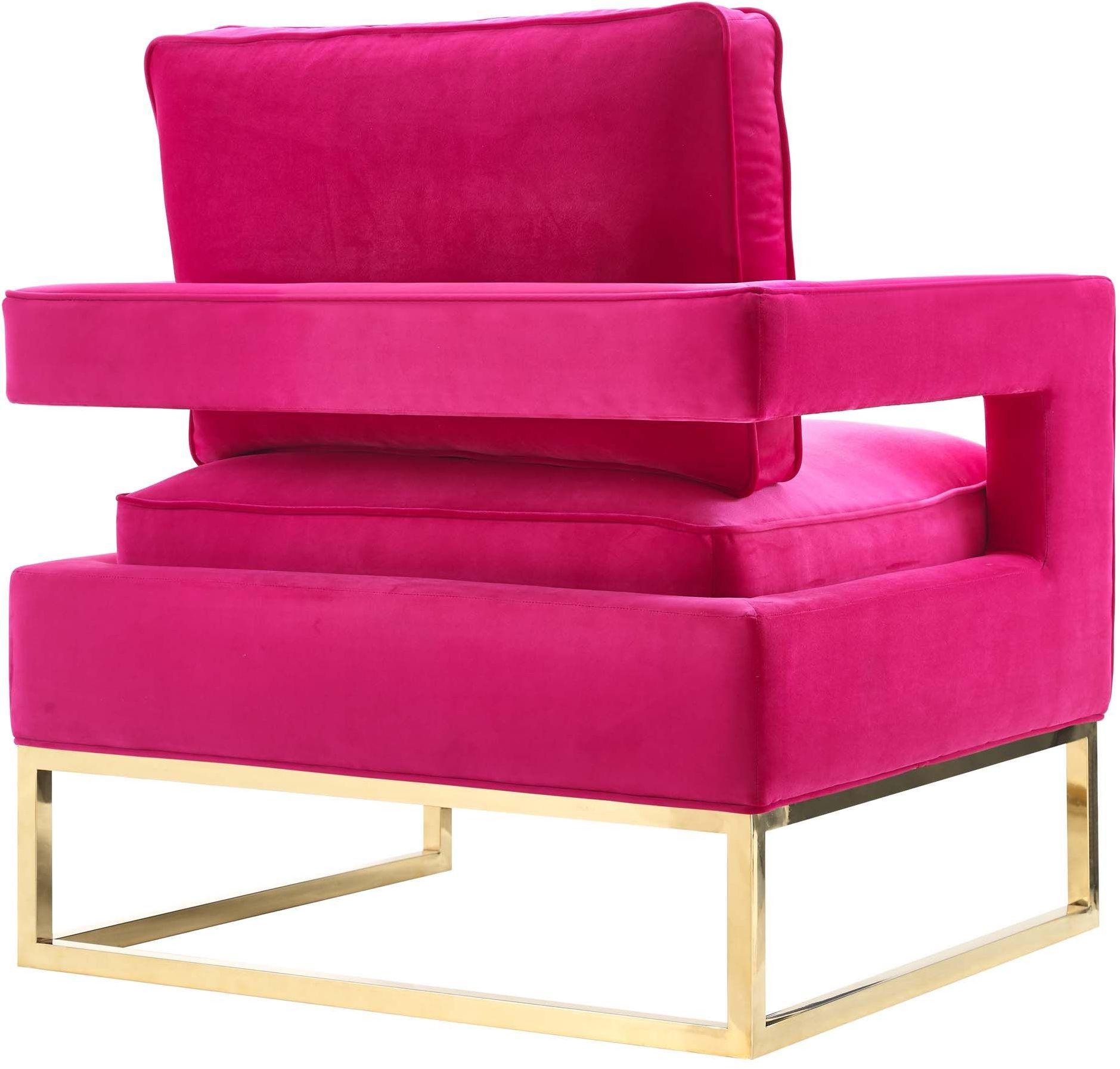 Avery Pink Velvet Chair With Polished Gold Base