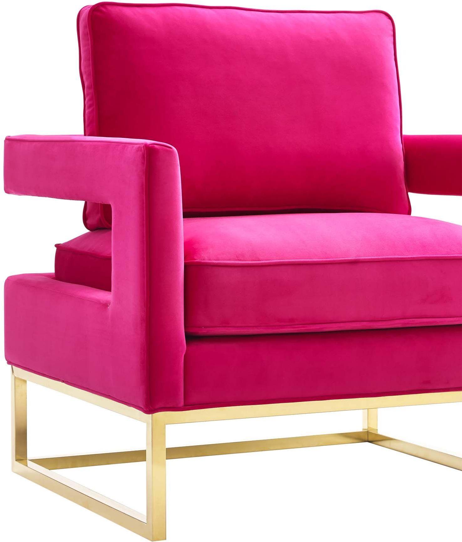 Avery Pink Velvet Chair With Polished Gold Base