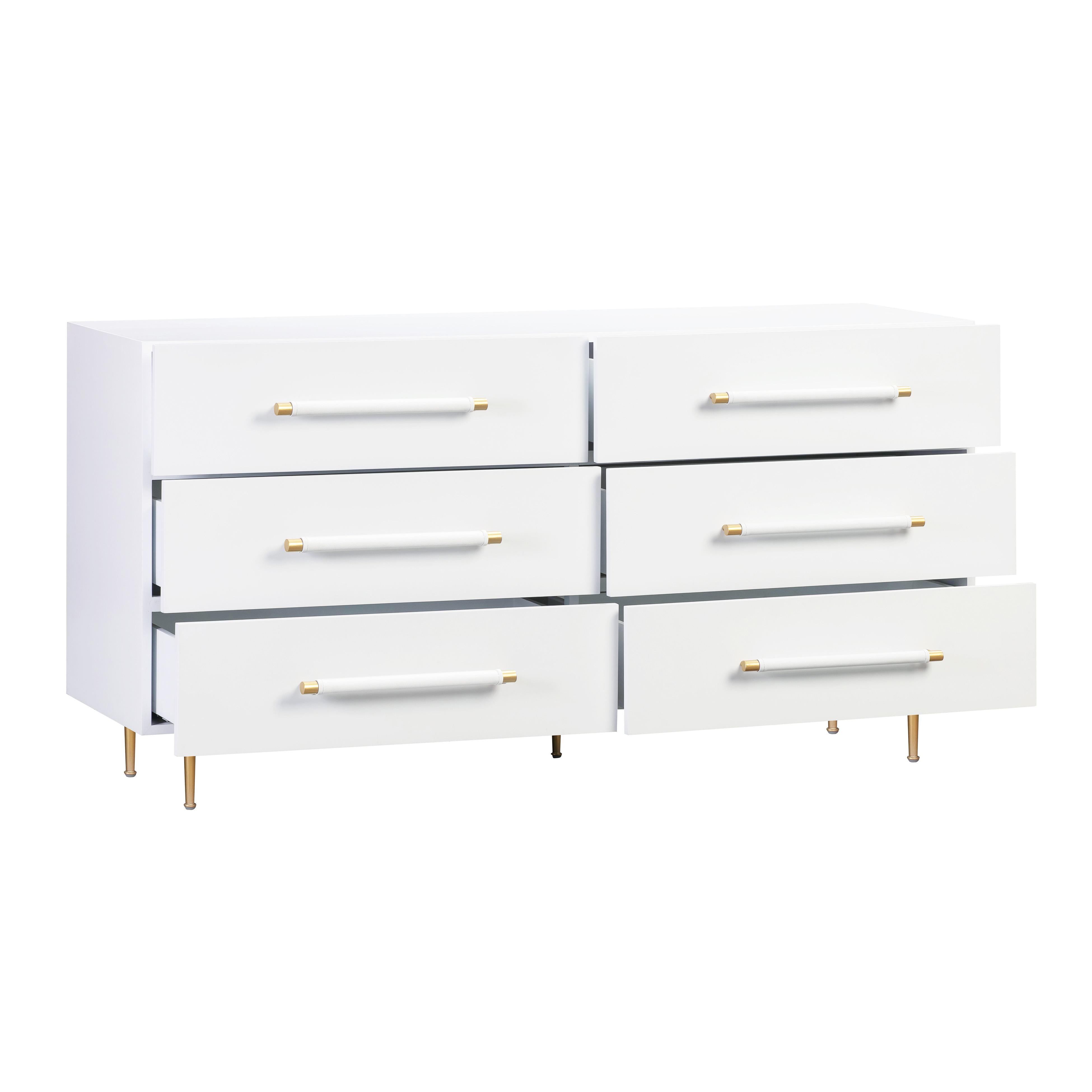 Trident White 6 Drawer Dresser - UK