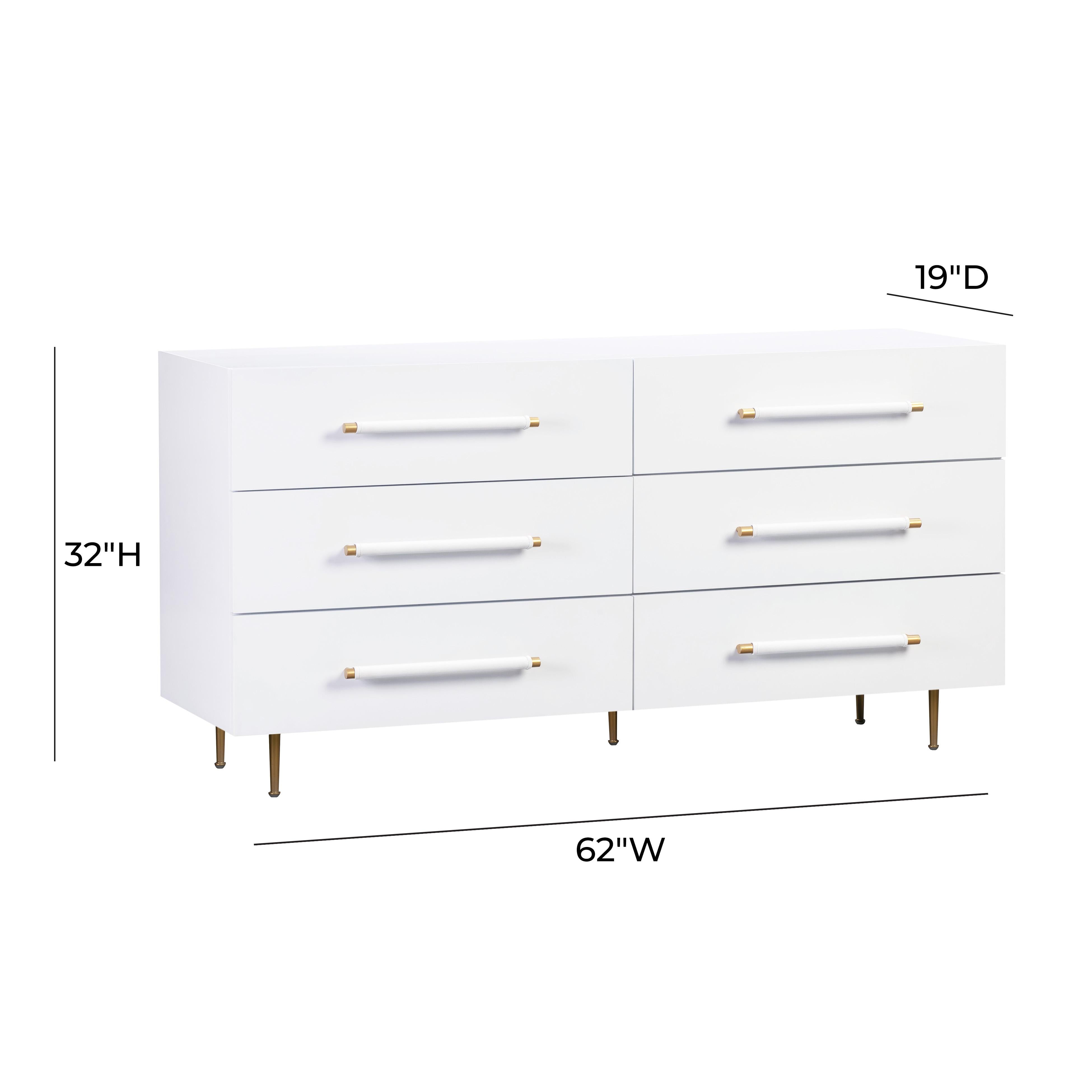 Trident White 6 Drawer Dresser - UK
