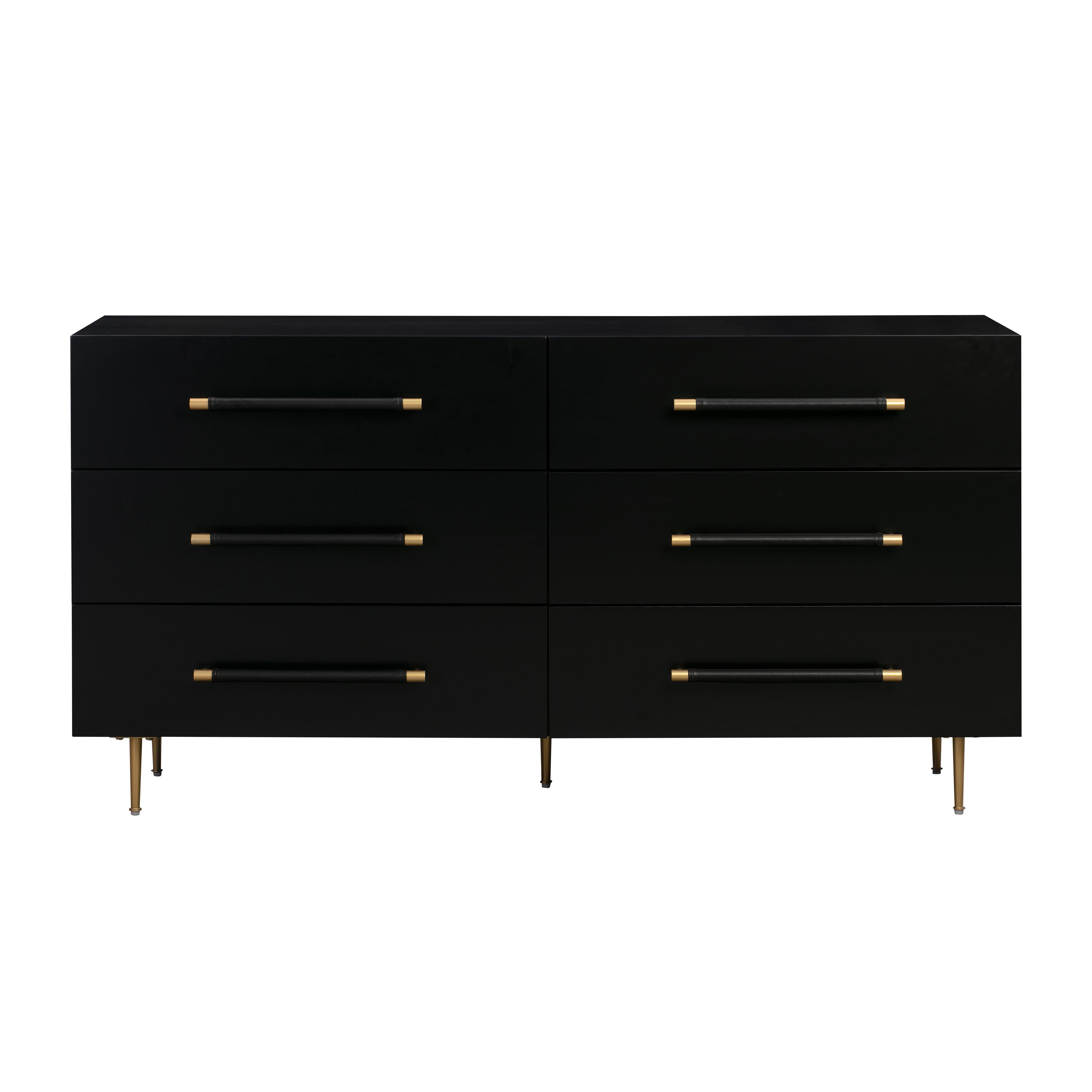 Trident Black 6 Drawer Dresser - UK