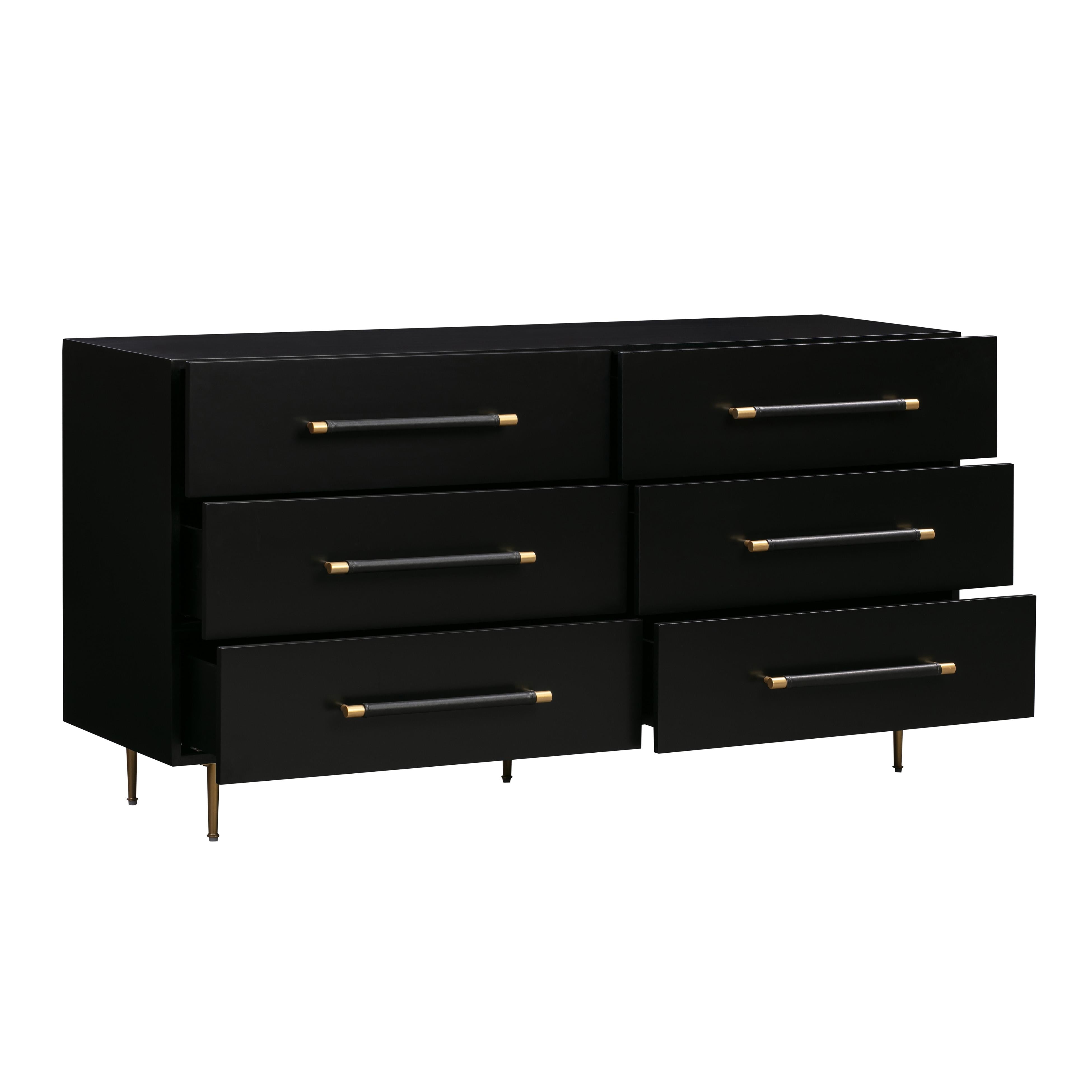 Trident Black 6 Drawer Dresser - UK